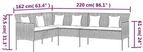 vidaXL Καναπές Κήπου με Σχήμα L Γκρι από Συνθετικό Ρατάν με Μαξιλάρια