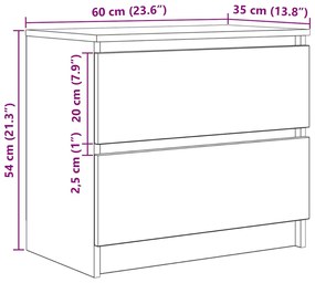 Έπιπλο Τηλεόρασης Αρτισιανή Δρυς 60x35x54 εκ από Επεξεργ. Ξύλο - Καφέ
