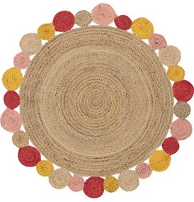 Χαλι Delhi Χειροποιητο Br-67 -   Natural-Pink New Plan 200X200cm Round