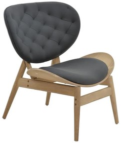 Πολυθρόνα relax Udalle μασίφ ξύλο καρυδί-PU μάυρο 77x70x82εκ 77x70x82 εκ.
