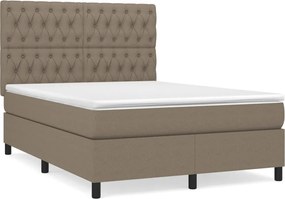 vidaXL Κρεβάτι Boxspring με Στρώμα Taupe 140x190 εκ. Υφασμάτινο
