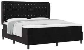 vidaXL Κρεβάτι με ελατήρια με στρώμα Μαύρο 180 x 200 cm Βελούδο
