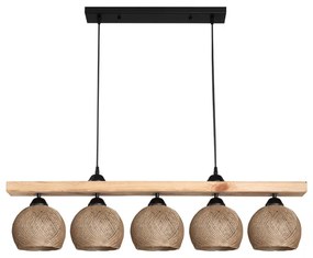 Intrahome Φωτιστικό οροφής πεντάφωτο Salote Intrahome Ε27 σε καφέ-φυσική απόχρωση 100x18x24εκ | SKU: INTRAPA-258111208