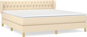 vidaXL Κρεβάτι Boxspring με Στρώμα Κρεμ 180x200 εκ. Υφασμάτινο