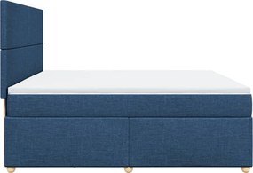 vidaXL Κρεβάτι Boxspring με Στρώμα Μπλε 200x200 εκ. Υφασμάτινο