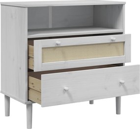 vidaXL Ντουλάπι SENJA Λευκό / Όψη Ρατάν 80x40x80 εκ. Μασίφ Ξύλο Πεύκου