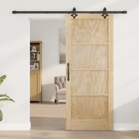 vidaXL Συρόμενη Πόρτα με Σετ Συστήματος 83x202 cm Συμπαγές Ξύλο Πεύκου