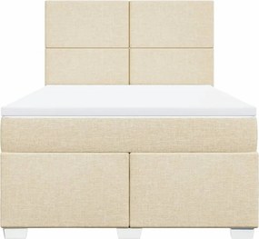 vidaXL Κρεβάτι Boxspring με Στρώμα Κρεμ 140x190 εκ. Υφασμάτινο