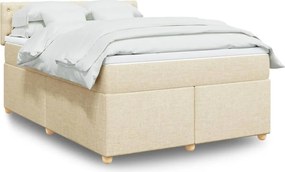 vidaXL Κρεβάτι Boxspring με Στρώμα Κρεμ 140x200 εκ. Υφασμάτινο