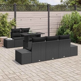 vidaXL Σετ Καναπέ με μαξιλάρι 6 pcs Μαύρο συνθετικό ρατάν