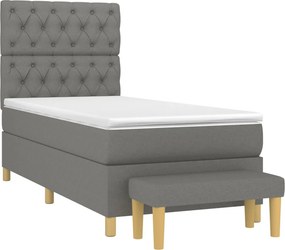 vidaXL Κρεβάτι Boxspring με Στρώμα Σκούρο Γκρι 80x200 εκ. Υφασμάτινο