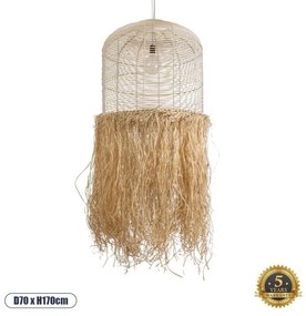 Boho Κρεμαστό Φωτιστικό Οροφής Μονόφωτο 02163 GloboStar-2163-Μπεζ 2163