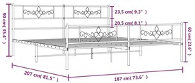 Πλαίσιο Κρεβατιού με Κεφαλάρι&amp;Ποδαρικό Μαύρο 180x200εκ. Μέταλλο - Μαύρο