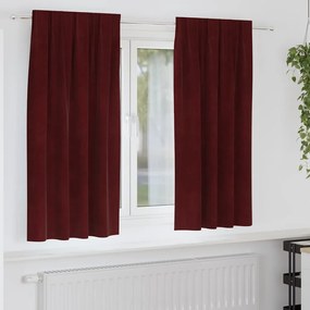vidaXL Κουρτίνες με κουρτίνες 2 pcs Μπορντό 140 x 175 cm Βελούδο