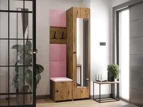 Σετ διαδρόμου Hartford E101, 214x44cm, Καθρέφτης, Ταπισερί, Πλαστικοποιημένη μοριοσανίδα, Εντοιχισμένη, Τοίχου