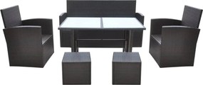 vidaXL Σετ Τραπεζαρίας Εξ. Χώρου 6 τεμ. Καφέ Συνθ. Ρατάν με Μαξιλάρια