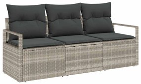 vidaXL Σετ Καναπέ Κήπου 3 pcs Ανοιχτό γκρι Πολυ ράταν
