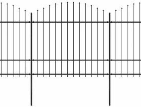 vidaXL Κάγκελα Περίφραξης με Λόγχες Μαύρα (1,5-1,75)x10,2 μ. Ατσάλινα