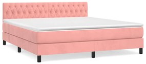 vidaXL Κρεβάτι Boxspring με Στρώμα Ροζ 180x200 εκ. Βελούδινο