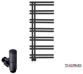 Thermo SOLO Θερμαινόμενη πετσετοκρεμάστρα από ανοξείδωτο χάλυβα με υδραυλική λειτουργία 120x50cm Silk Black