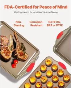 VEVOR Baking Pan Set 10-Piece Nonstick Carbon Steel Set with Silicone Handles