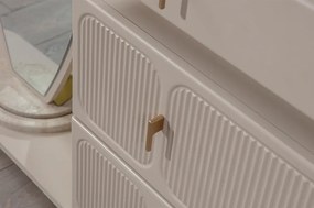 Stewehome Σετ Σιφονιέρας με Ασύμμετρο Καθρέφτη MDF &amp;amp; Τραβερτίνη 148x47x86 cm