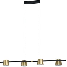 Φωτιστικό Οροφής - Ράγα Altamira 39985 115,5x21x150cm 4xGu10 4,6W Black-Brass Eglo Steel,Plastic