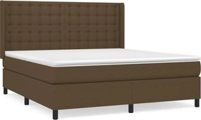 vidaXL Κρεβάτι Boxspring με Στρώμα Σκούρο Καφέ 160x200 εκ Υφασμάτινο