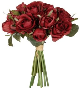 Τεχνητό Μπουκέτο Rose 21307 24cm Red GloboStar Ύφασμα