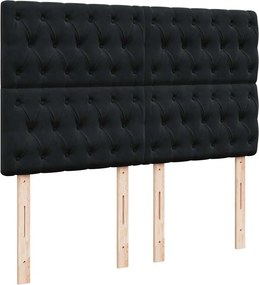 vidaXL Κρεβάτι Boxspring με Στρώμα Μαύρο 140x190 εκ. Βελούδινο