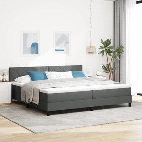 vidaXL Κρεβάτι με Μαξιλάρι Στρώμα Σκούρο Γκρι 200x200 εκ. Υφασμάτινο