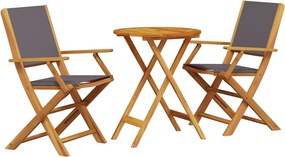 vidaXL Σετ Επίπλων Bistro 3 τεμ. Ανθρακί Ύφασμα/Μασίφ Πεύκου