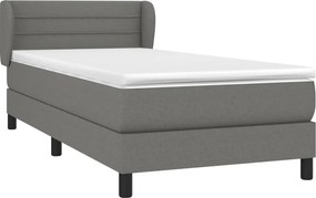 vidaXL Κρεβάτι Boxspring με Στρώμα Σκούρο Γκρι 100x200 εκ. Υφασμάτινο