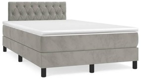 VidaXL Κρεβάτι Boxspring με Στρώμα & LED Αν.Γκρι 120x190εκ. Βελούδινο