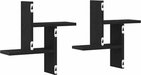 vidaXL Ράφια Τοίχου 2 τεμ. Μαύρη Δρυς 38x12x38 εκ. από Τεχνητό Ξύλο