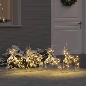 vidaXL LED Ελάφια με 80 LED 4 pcs Χρυσό PET
