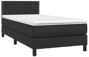vidaXL Κρεβάτι Boxspring με Στρώμα &amp; LED Μαύρο 80x200 εκ. Συνθ. Δέρμα