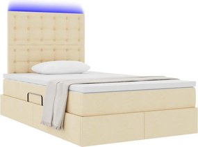 vidaXL LED Κρεβάτι αποθήκευσης με στρώμα Κρέμ 120 x 200 cm Ύφασμα