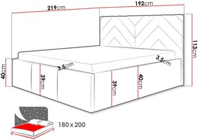 Επενδυμένο κρεβάτι Azzuro-Ekrou-180 x 200