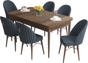 Extendable Dining Table &amp; Chairs Set (7 Pieces) Roz - Baroque, Anthracite Baroque
Anthracite