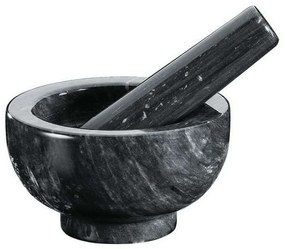 Γουδί με Γουδοχέρι (Σετ 2τμχ) 1002431011 Φ11x7cm Black-White Kuchenprofi Marble