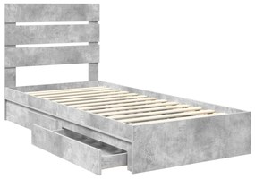 vidaXL Κρεβάτι Αποθήκης Σκυρόδεμα Γκρι 100 x 200 cm Επεξεργασμένο ξύλο