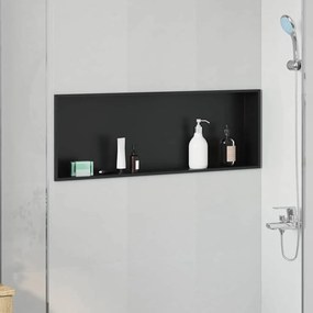 vidaXL Νίτσα Μπάνιου Μαύρο 90 x 30 x 9.5 εκ. Ανοξείδωτο ατσάλι
