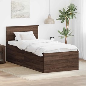 vidaXL Σκελετός Κρεβατιού Καφέ δρυς 75 x 190 cm Επεξεργασμένο ξύλο