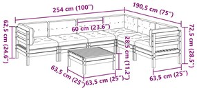 Καναπές Κήπου Σετ 7 τεμ Εμποτισμένο Ξύλο Πεύκου με Μαξιλάρια - Καφέ