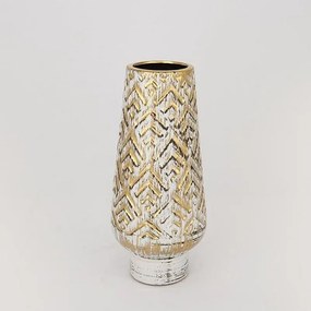 Βάζο Κεραμικό 752-20061 13x13x33cm White-Gold Estheti Home Ceramic