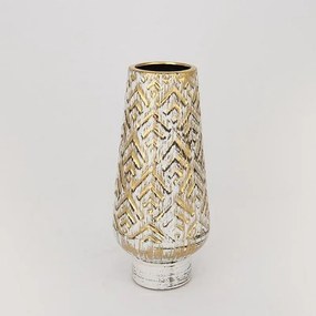 Βάζο Κεραμικό 752-20061 13x13x33cm White-Gold Estheti Home Κεραμικό