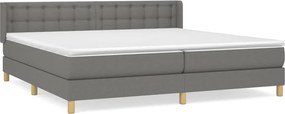 vidaXL Κρεβάτι Boxspring με Στρώμα Σκούρο Γκρι 180x200 εκ Υφασμάτιν