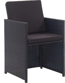 vidaXL Σετ Τραπεζαρίας Εξ. Χώρου 13 τεμ Μαύρο Συνθ. Ρατάν με Μαξιλάρια