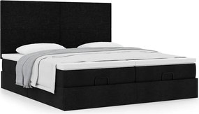 vidaXL Οθωμανικό κρεβάτι με στρώματα Μαύρο 160x200cm Ύφασμα